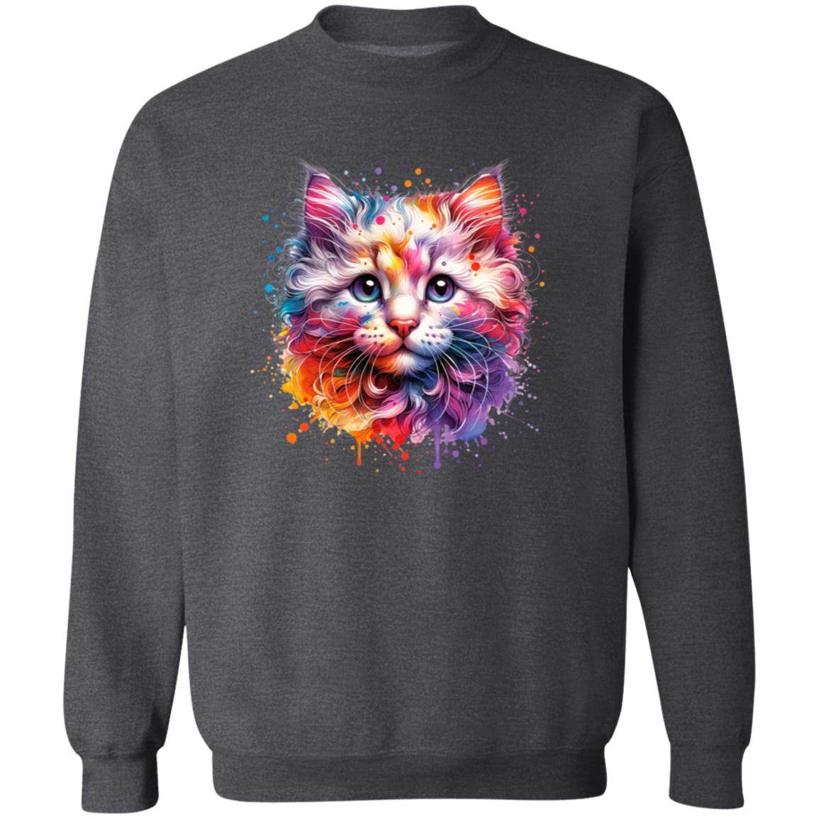 American Curl Cat Color Splash Unisex Sweatshirt Black Navy Dark Heather-Family-Gift-Planet