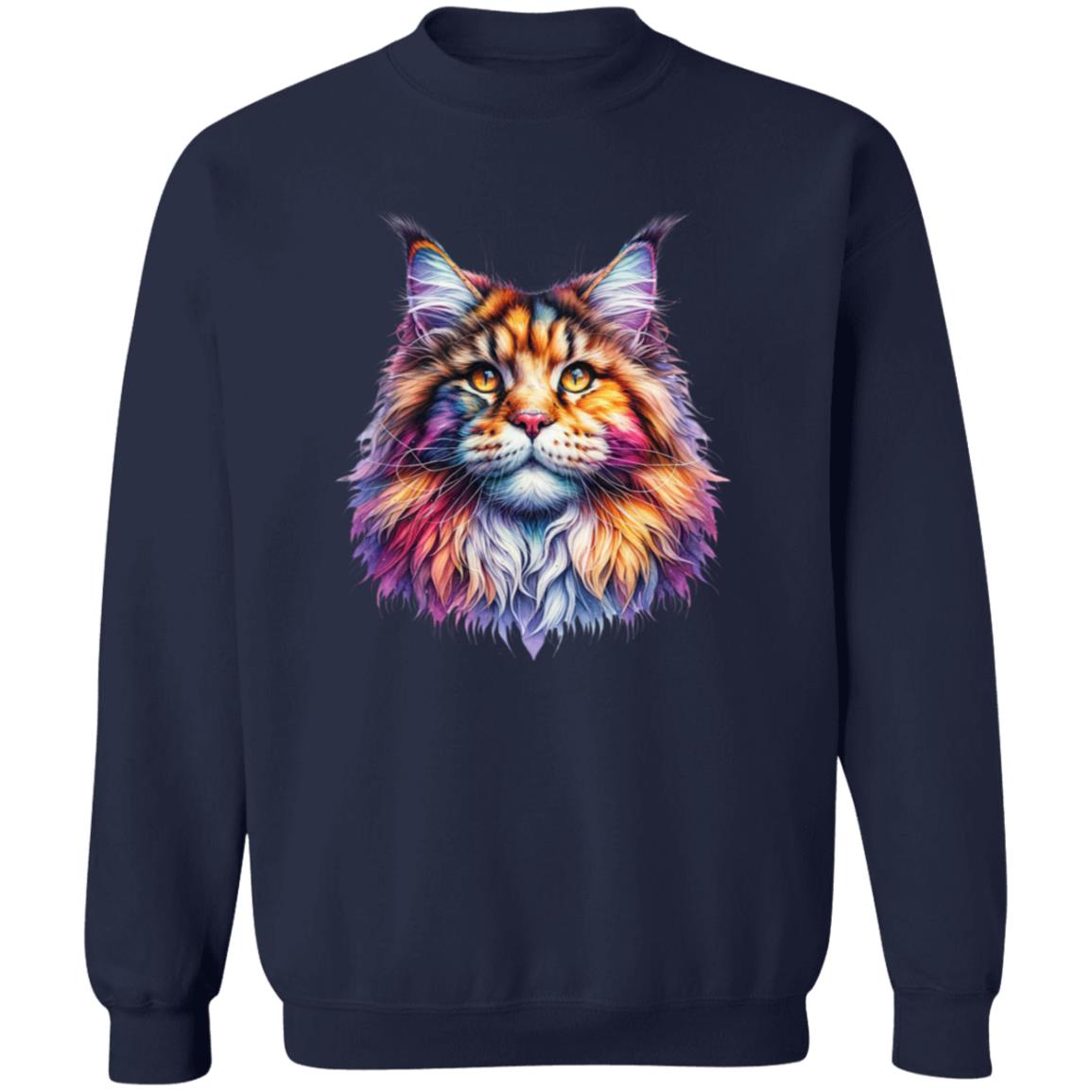 Maine Coon Cat Color Splash Unisex Sweatshirt Black Navy Dark Heather-Family-Gift-Planet