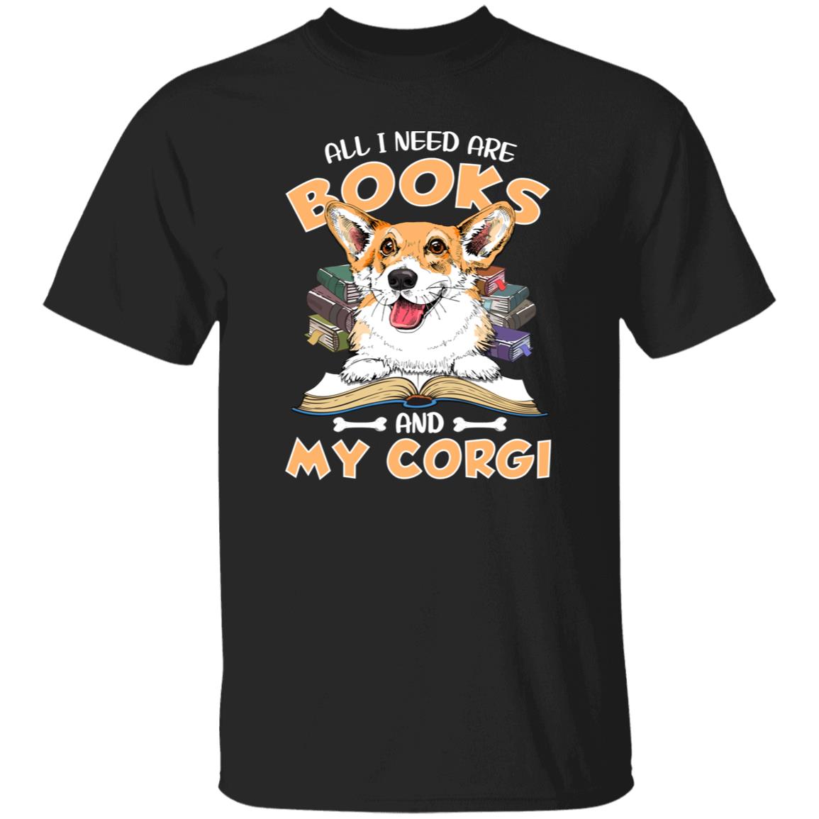 Corgi mama T-Shirt gift All I need are books and my corgi Dog mom Unisex tee Black Navy Dark Heather-Family-Gift-Planet