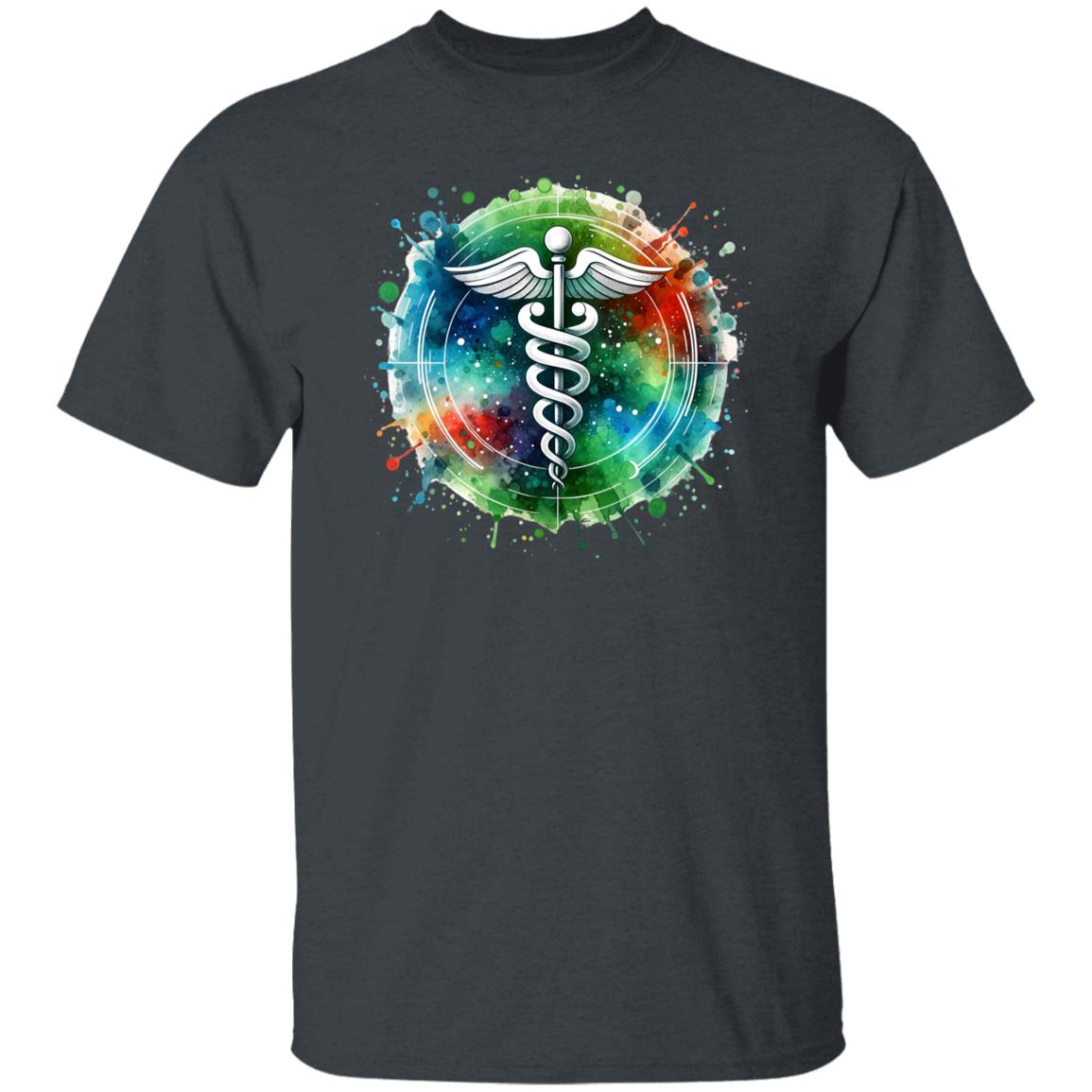 Artistic Medical sign Color Splash Unisex T-shirt Registered Nurse Black Navy Dark Heather-Family-Gift-Planet