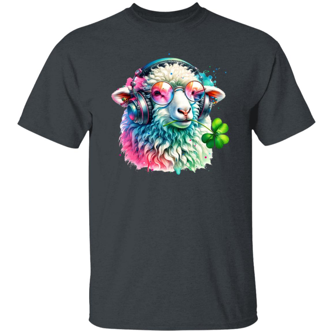 Irish Sheep with clover Colorful Unisex T-Shirt cool sheep farm tee Black Navy Dark Heather-Family-Gift-Planet