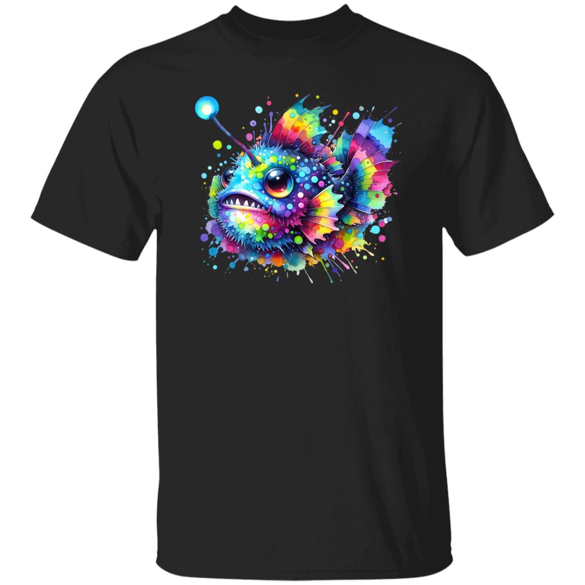 Anglerfish lover Color Splash Unisex T-shirt Black Navy Dark Heather-Family-Gift-Planet