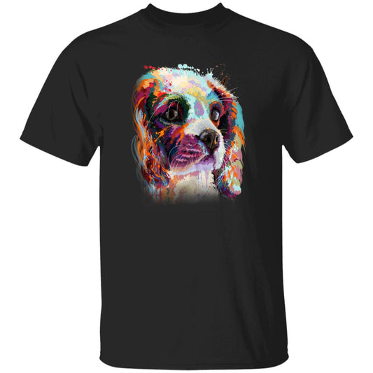 Watercolor Art Cavalier dog Unisex shirt S-2XL black navy dark heather-Black-Family-Gift-Planet