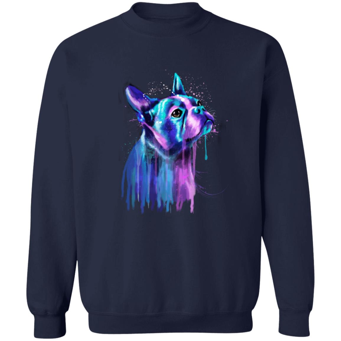 Artistic Boston terrier dog Unisex Crewneck Sweatshirt digital Art-Navy-Family-Gift-Planet