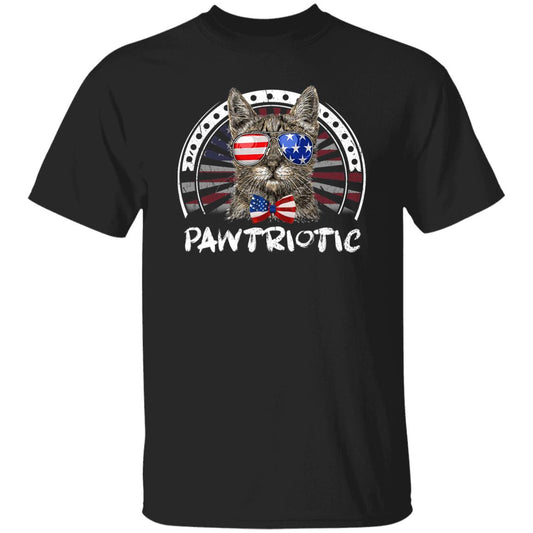 Pawtriotic T-Shirt gift July 4th American flag Cat mom Unisex Tee Black Navy Dark Heather-Black-Family-Gift-Planet