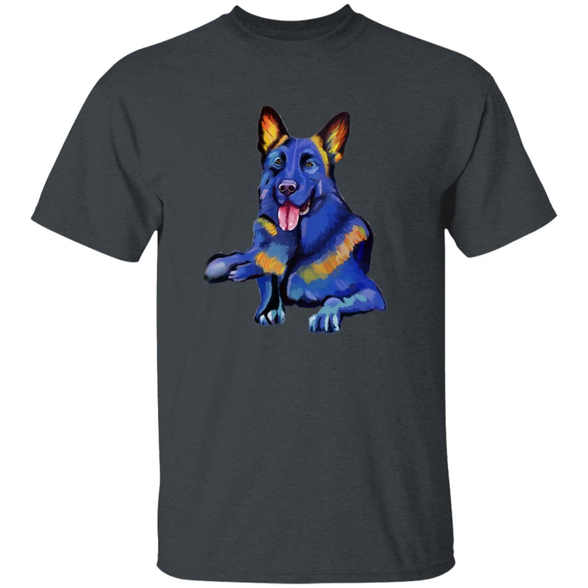 Watercolor painting German Shepherd dog Unisex shirt S-2XL black navy dark heather-Dark Heather-Family-Gift-Planet