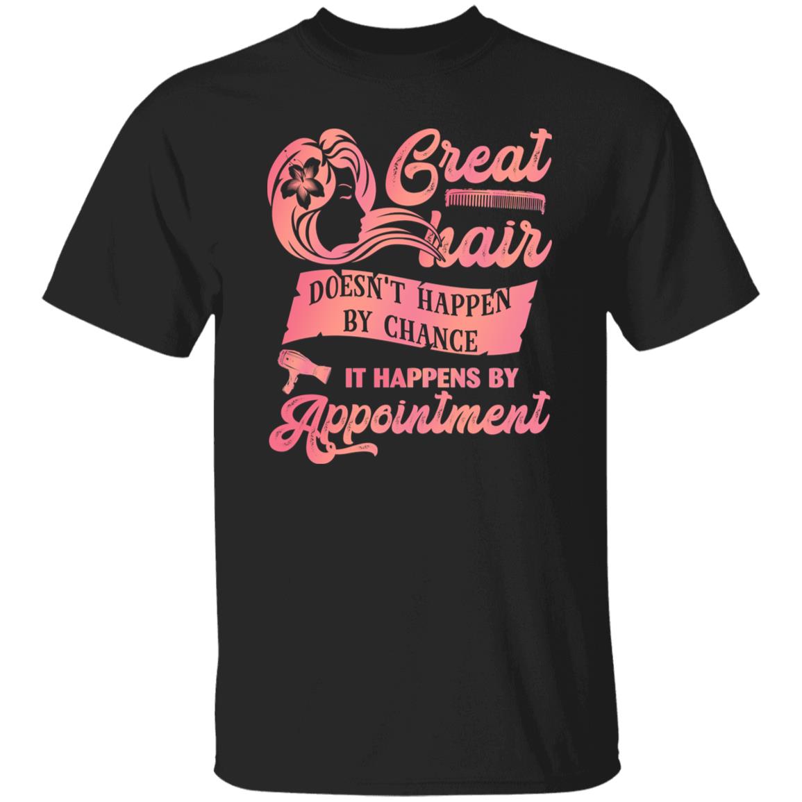 Great hair happens by appointment Unisex T-shirt hairdresser hair stylist tee black dark heather-Family-Gift-Planet