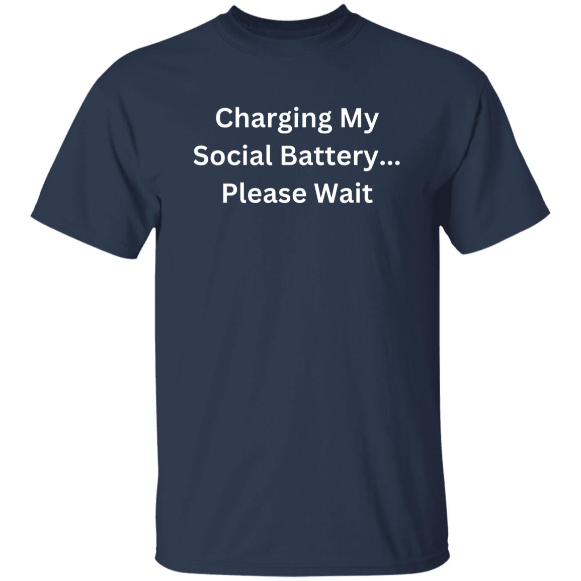 Introvert Unisex Tshirt Charging my social battery Black Dark Heather Navy-Navy-Family-Gift-Planet
