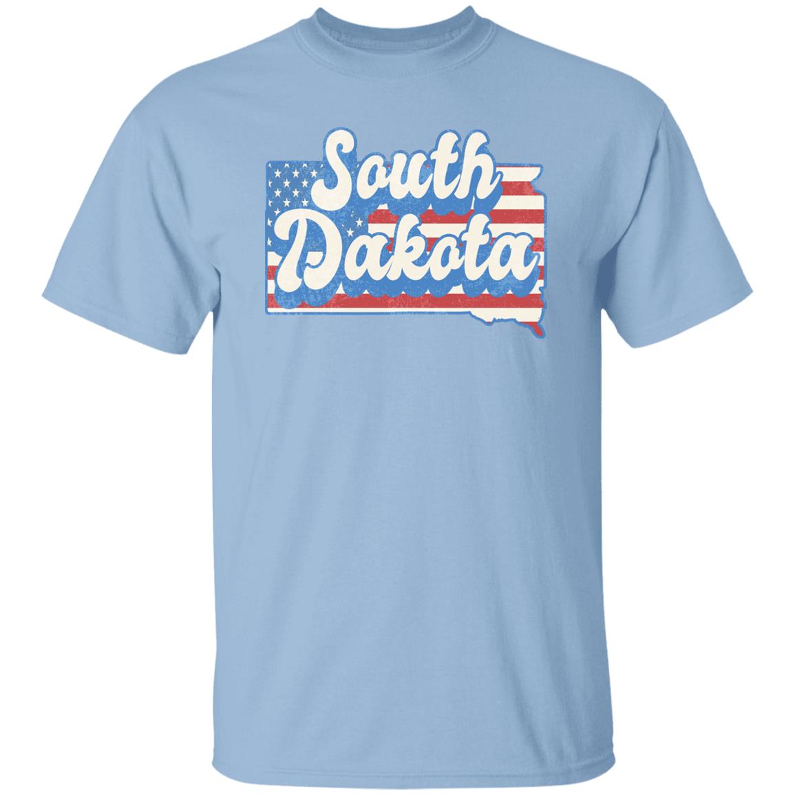 South Dakota US flag Unisex T-Shirt American patriotic SD state tee White Ash Blue-Light Blue-Family-Gift-Planet