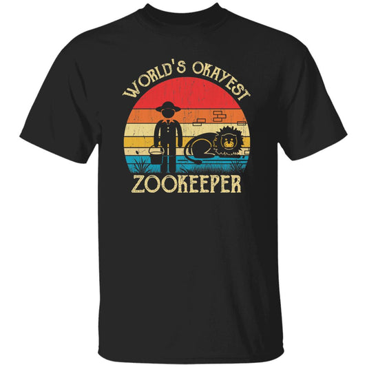 Zookeeper Unisex Shirt World's Okayest Zoo Keeper retro tee Black Dark Heather-Black-Family-Gift-Planet