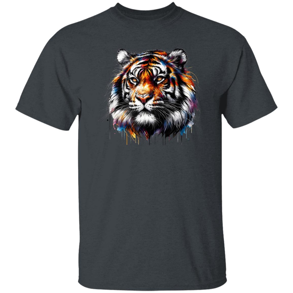 Vibrant Tiger Unisex T-shirt animal lover tee Black Navy Dark Heather-Family-Gift-Planet