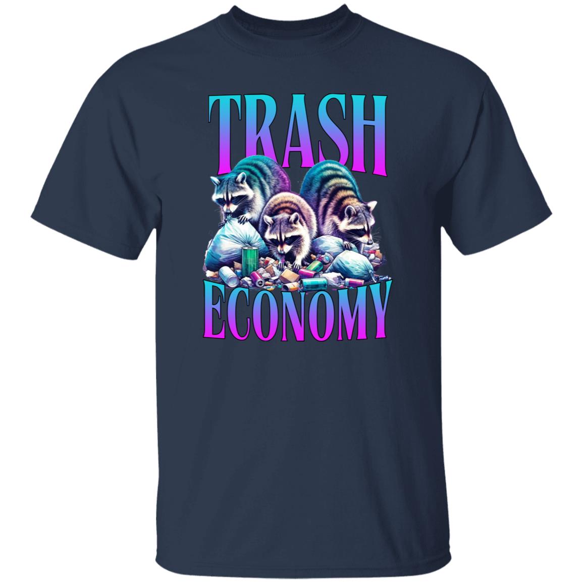 Trash economy T-Shirt Funny Racoon trendy economist graduation gift Unisex tee Black Navy Dark Heather-Family-Gift-Planet