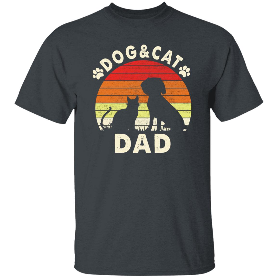 Dog and cat dad T-Shirt gift Retro Dog and cat owner Unisex Tee Black Navy Dark Heather-Dark Heather-Family-Gift-Planet