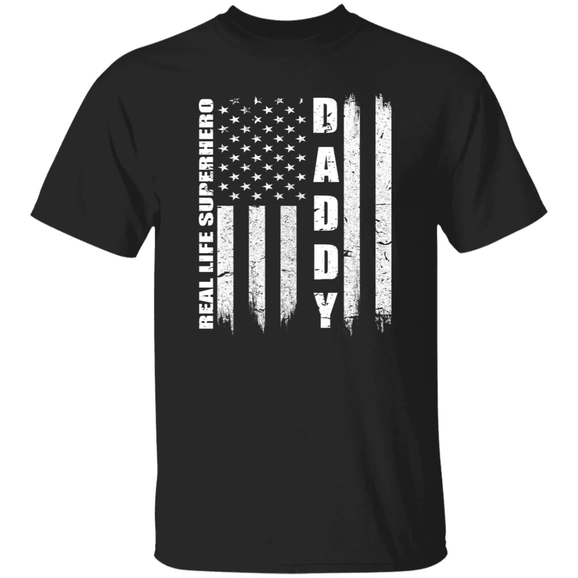 Daddy real life super hero US flag shirt Black Navy Dark Heather-Black-Family-Gift-Planet