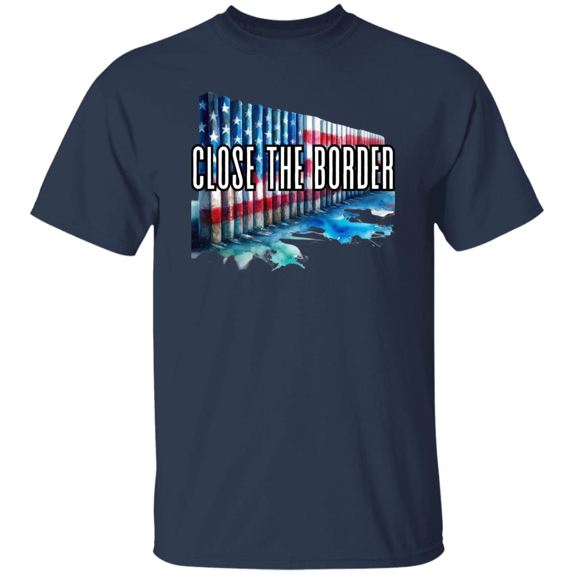 Texas support Close the border Unisex T-shirt US flag border tee Black Navy Dark Heather-Family-Gift-Planet