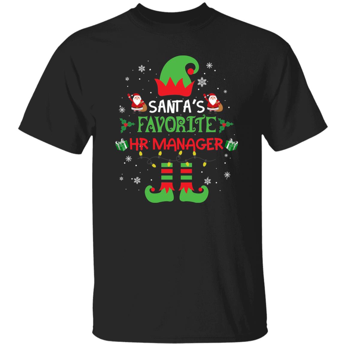 Santa's Favorite HR Manager Christmas Unisex Shirt Black Dark Heather-Family-Gift-Planet