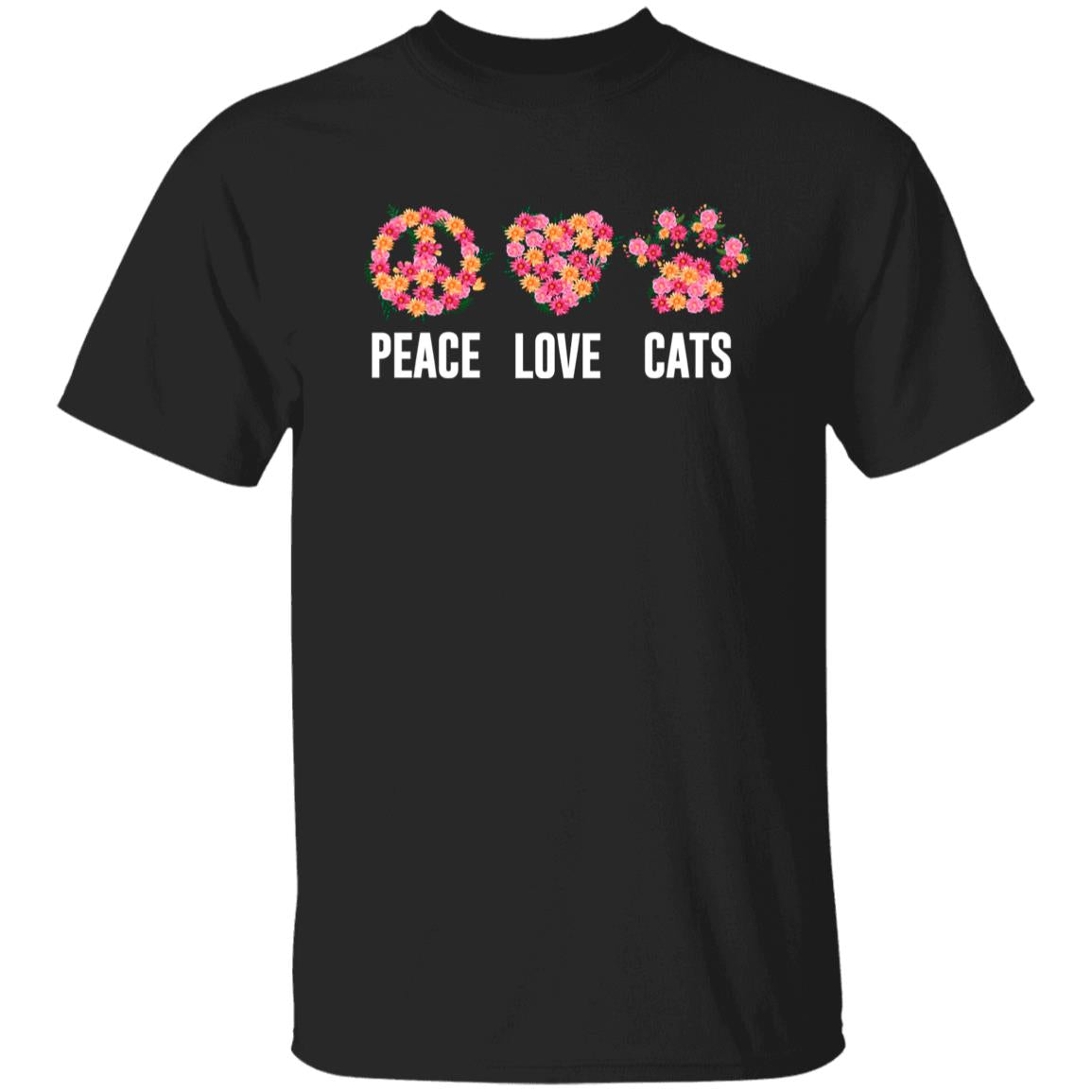 Peace love cats Unisex shirt cat owner tee Black Dark Heather-Family-Gift-Planet