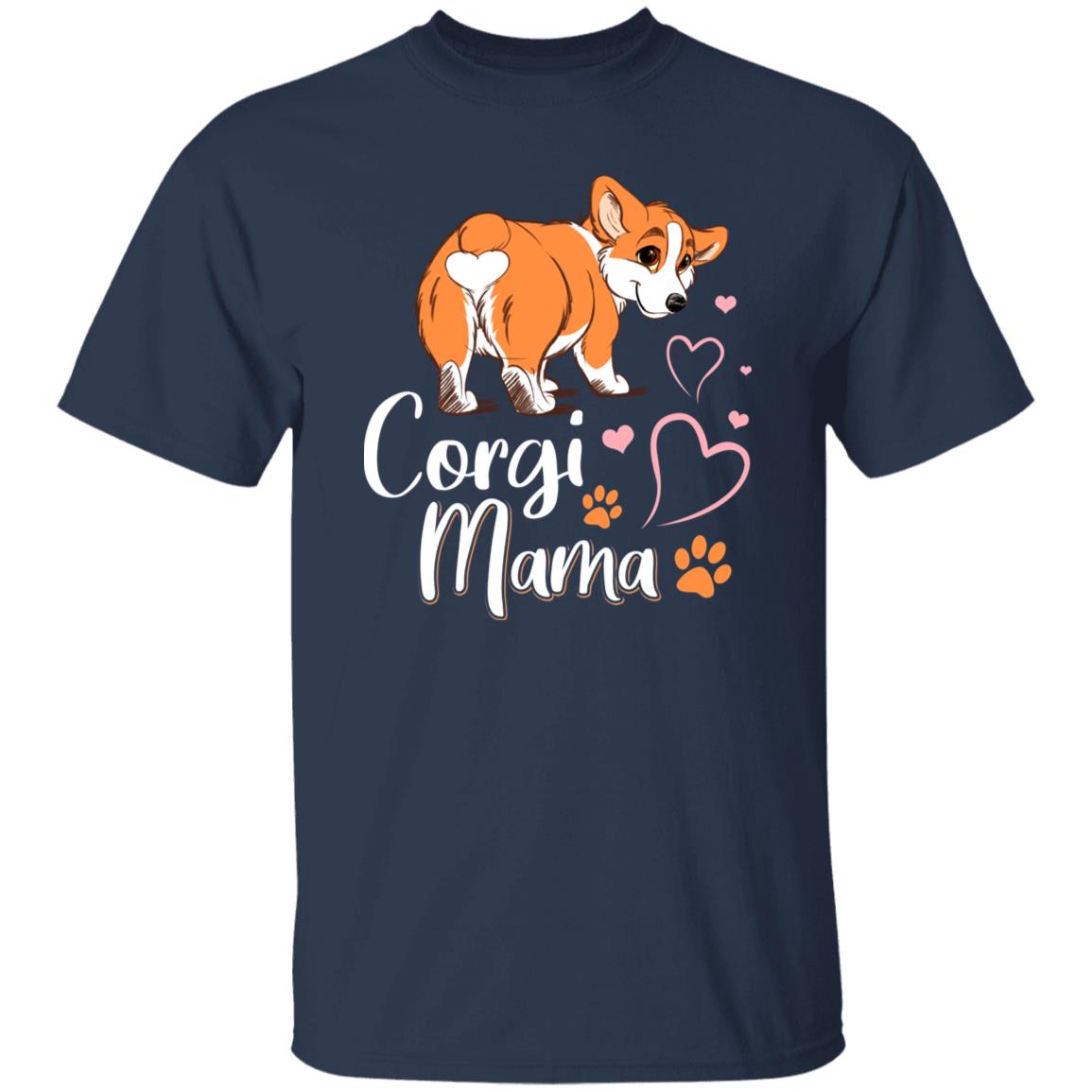 Corgi Mama T-Shirt gift heart paws Corgi Dog mom Unisex tee Black Navy Dark Heather-Family-Gift-Planet