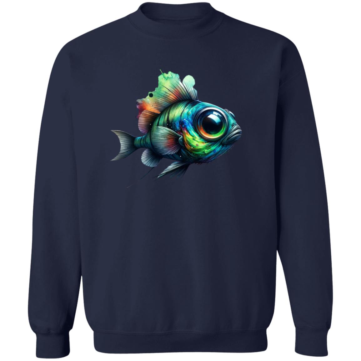 Barreleye Fish spook fish Color Splash Unisex Sweatshirt Black Navy Dark Heather-Family-Gift-Planet