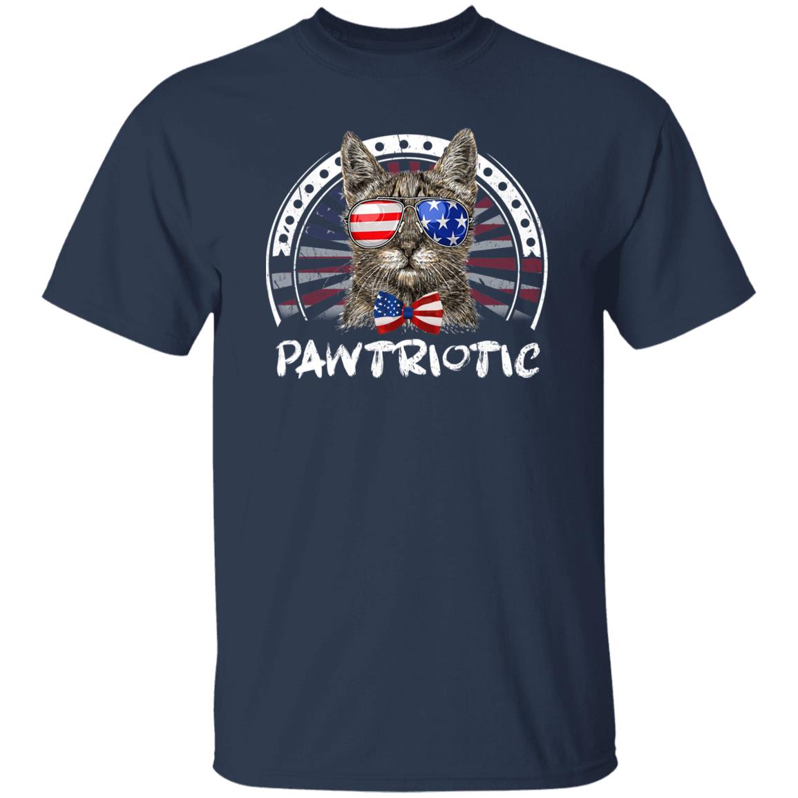 Pawtriotic T-Shirt gift July 4th American flag Cat mom Unisex Tee Black Navy Dark Heather-Navy-Family-Gift-Planet