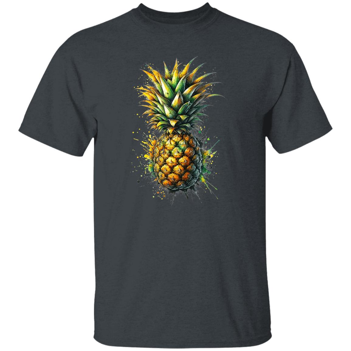 Artistic Pineapple Color Splash Unisex T-shirt Black Navy Dark Heather-Family-Gift-Planet