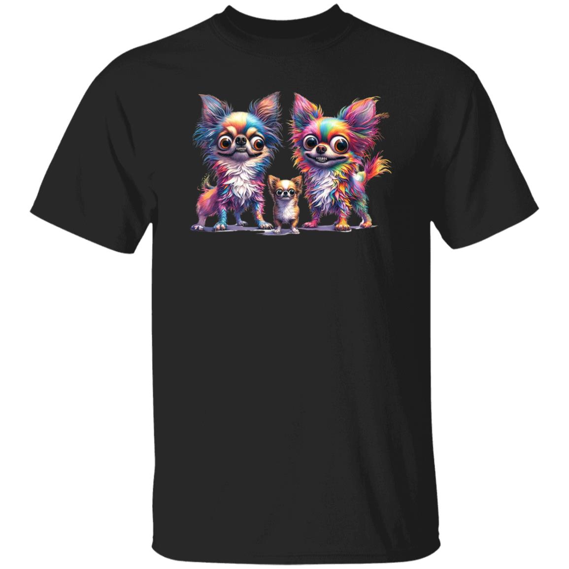 Chihuahua family T-Shirt gift Three colorful Chihuahua dog mama Unisex tee Black Navy Dark Heather-Family-Gift-Planet