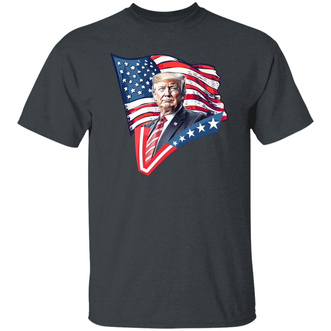 Vote Trump T-Shirt American flag 2024 US election Unisex tee Black Navy Dark Heather-Family-Gift-Planet