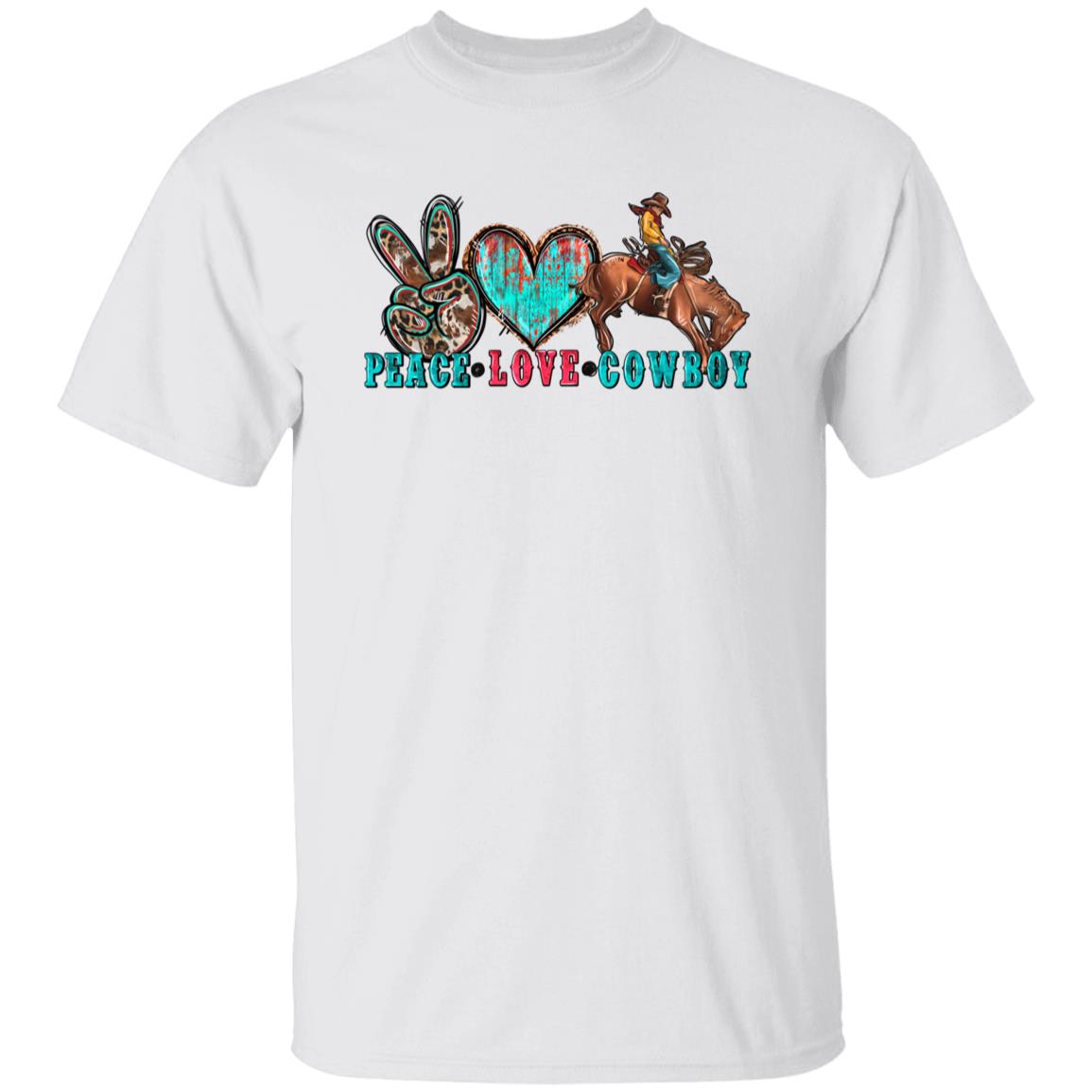 Peace Love Cowboy T-shirt gift Western Texas rodeo cowboy tee-Family-Gift-Planet