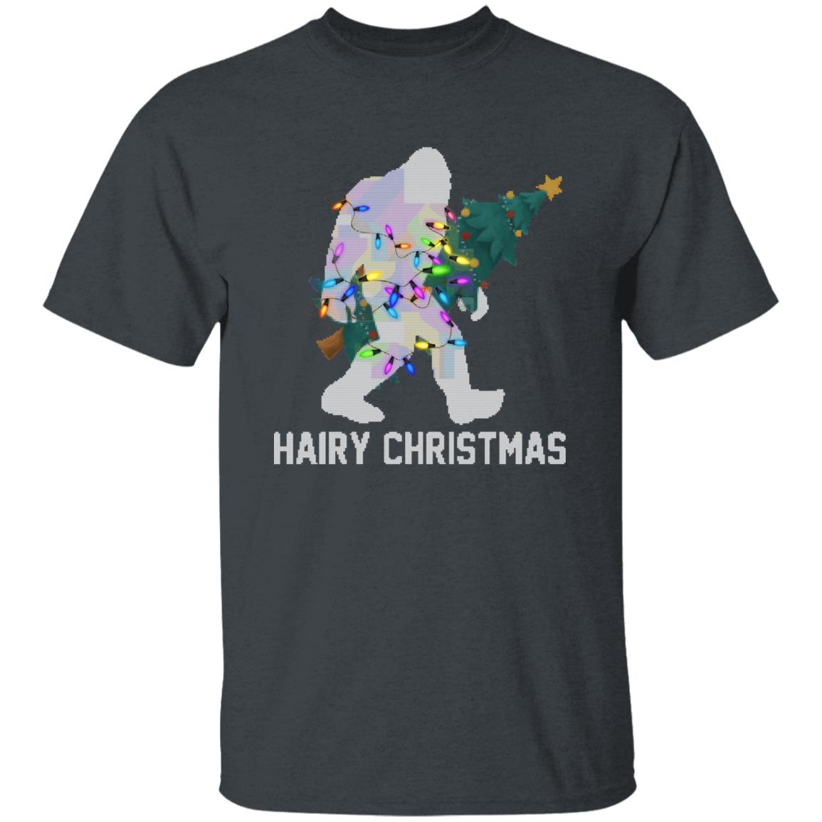 Hairy Christmas Unisex shirt Big foot Holiday tee Black Dark Heather-Family-Gift-Planet