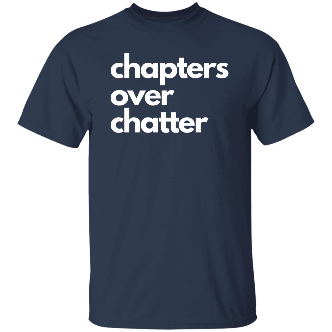 Chapters over chatters Unisex Tshirt book reader tee Black Dark Heather Navy-Navy-Family-Gift-Planet