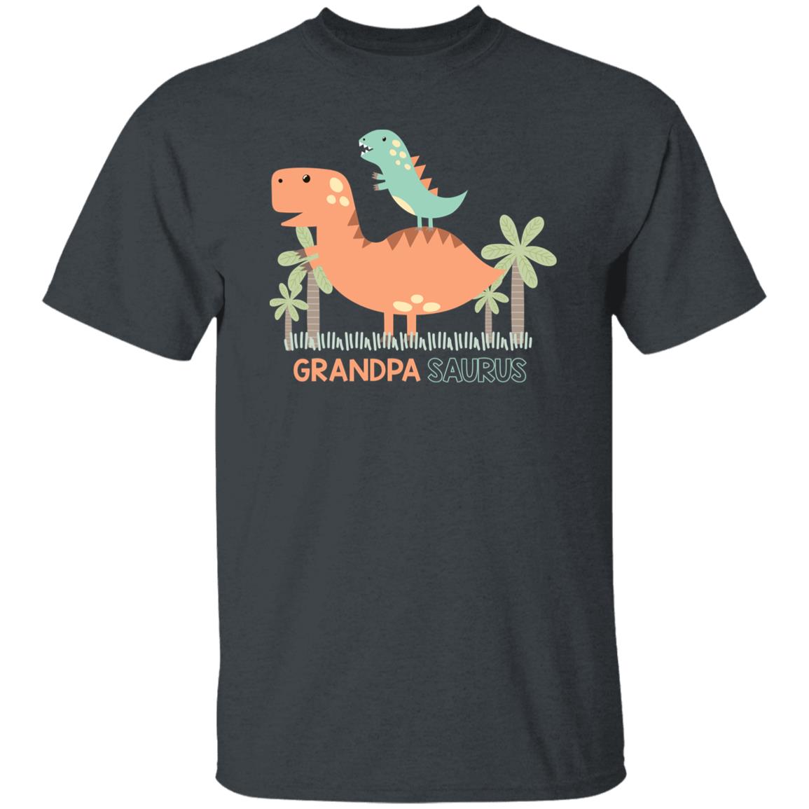Grandpa Saurus Unisex T-shirt gift grandfather dinosaur tee black dark heather-Dark Heather-Family-Gift-Planet