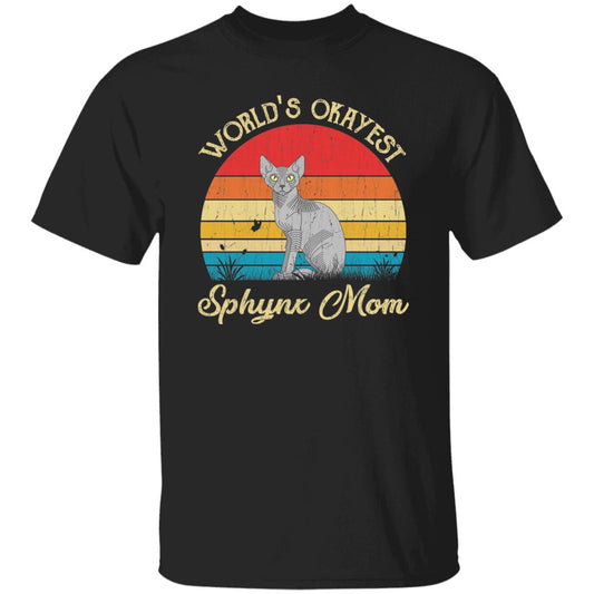 World's Okayest Sphynx mom Retro Style Unisex T-shirt Black Navy Dark Heather-Black-Family-Gift-Planet