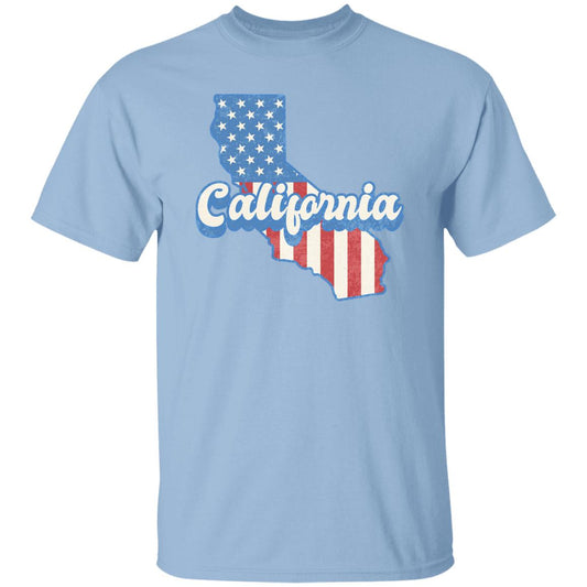 California US flag Unisex T-Shirt American patriotic California state tee White Ash Blue-Light Blue-Family-Gift-Planet