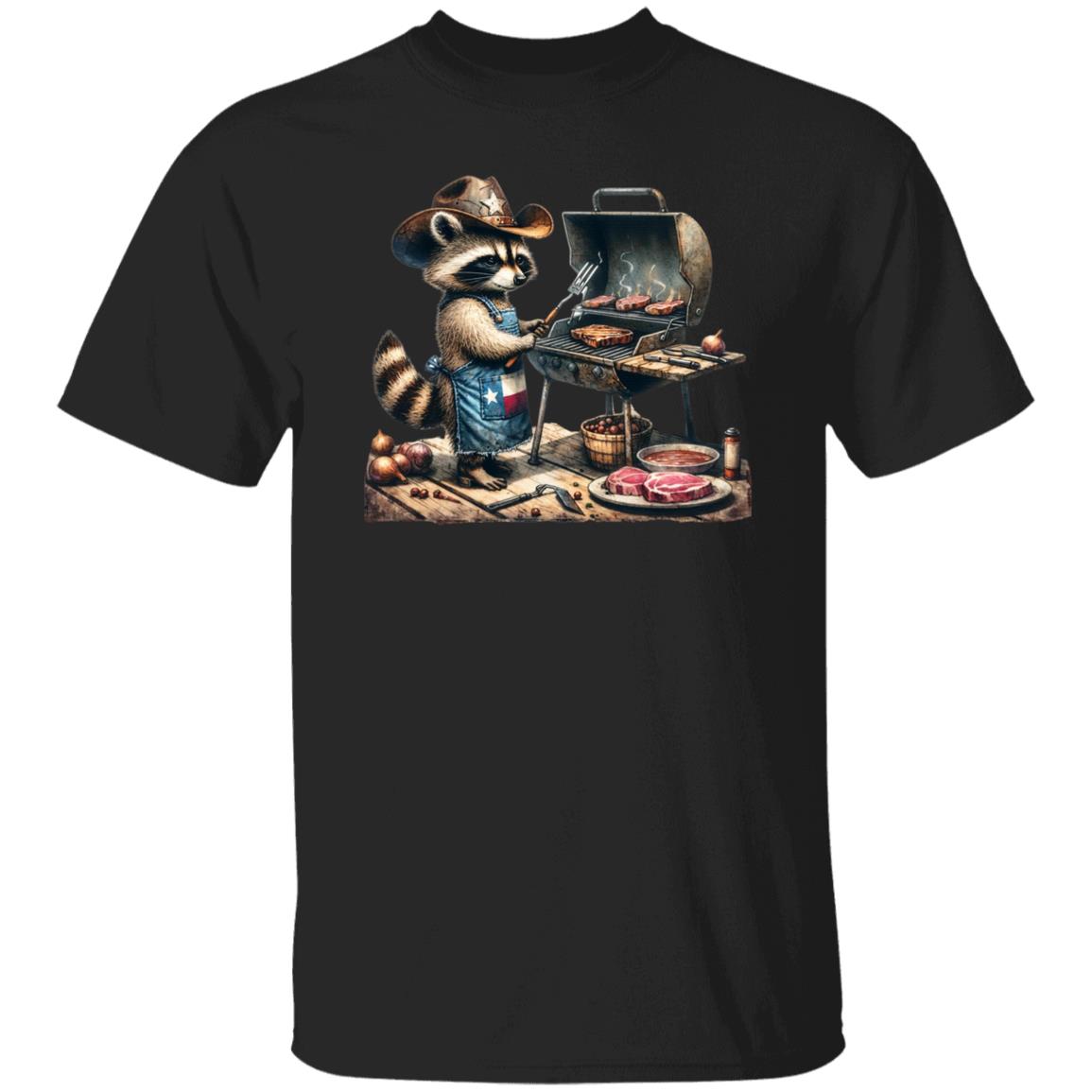 Funny Texas Barbeque Unisex T-shirt bbq racoon tee Black Navy Dark Heather-Family-Gift-Planet