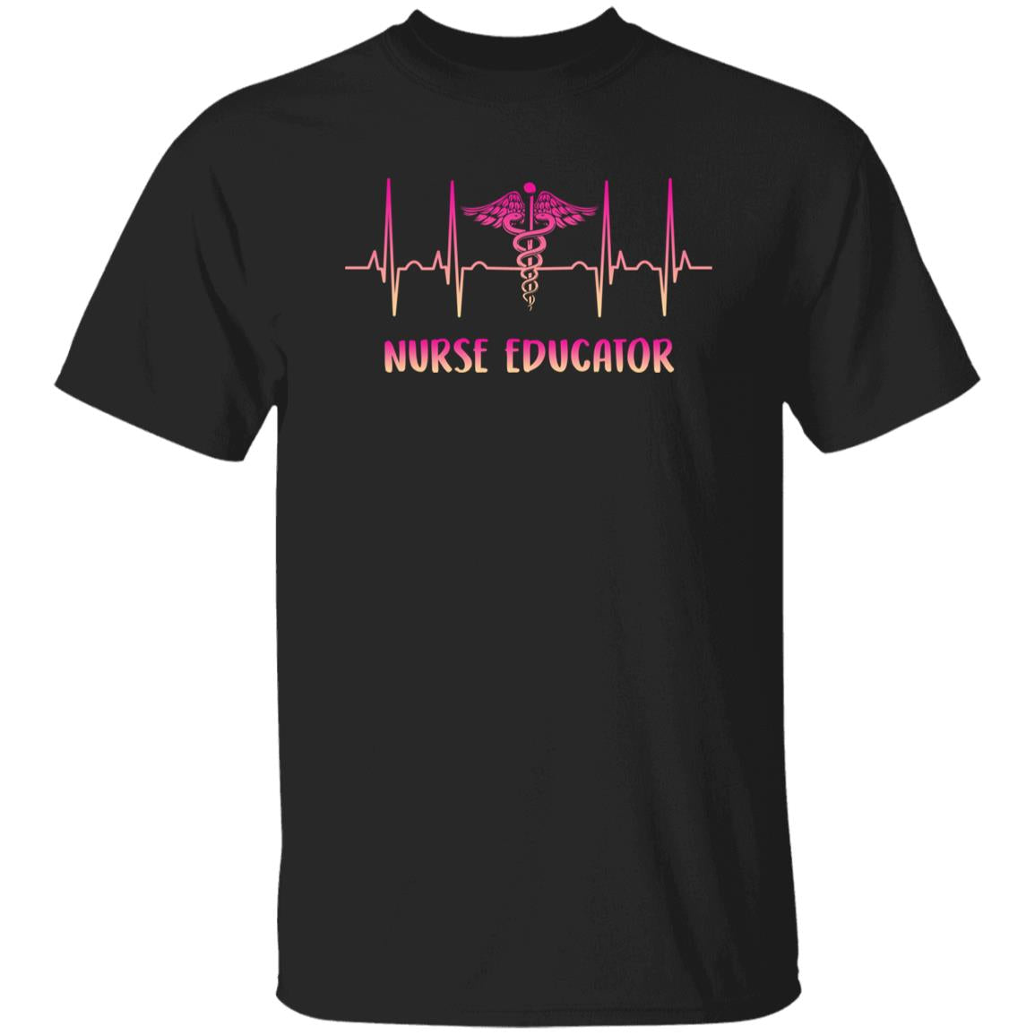 Nurse educator Heartbeat T-Shirt Nursing Professor heart beat Unisex Tee Black Navy Dark Heather-Family-Gift-Planet