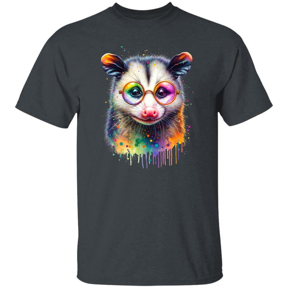 Opossum with glasses Color Splash Unisex T-shirt Black Navy Dark Heather-Family-Gift-Planet