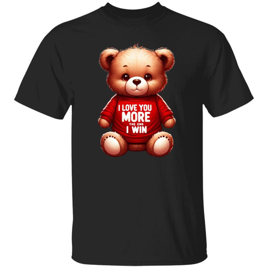 I love you more The end I win teddy bear Unisex T-shirt cute animal tee Black Navy Dark Heather-Black-Family-Gift-Planet