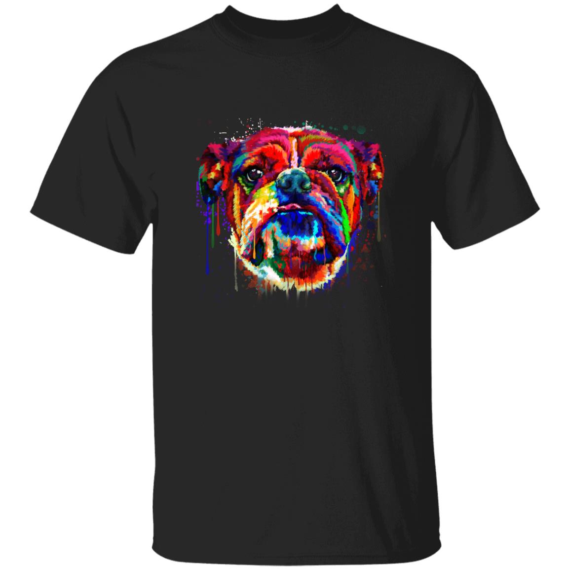 Watercolor digital art Bulldog Unisex shirt S-2XL black navy dark heather-Black-Family-Gift-Planet