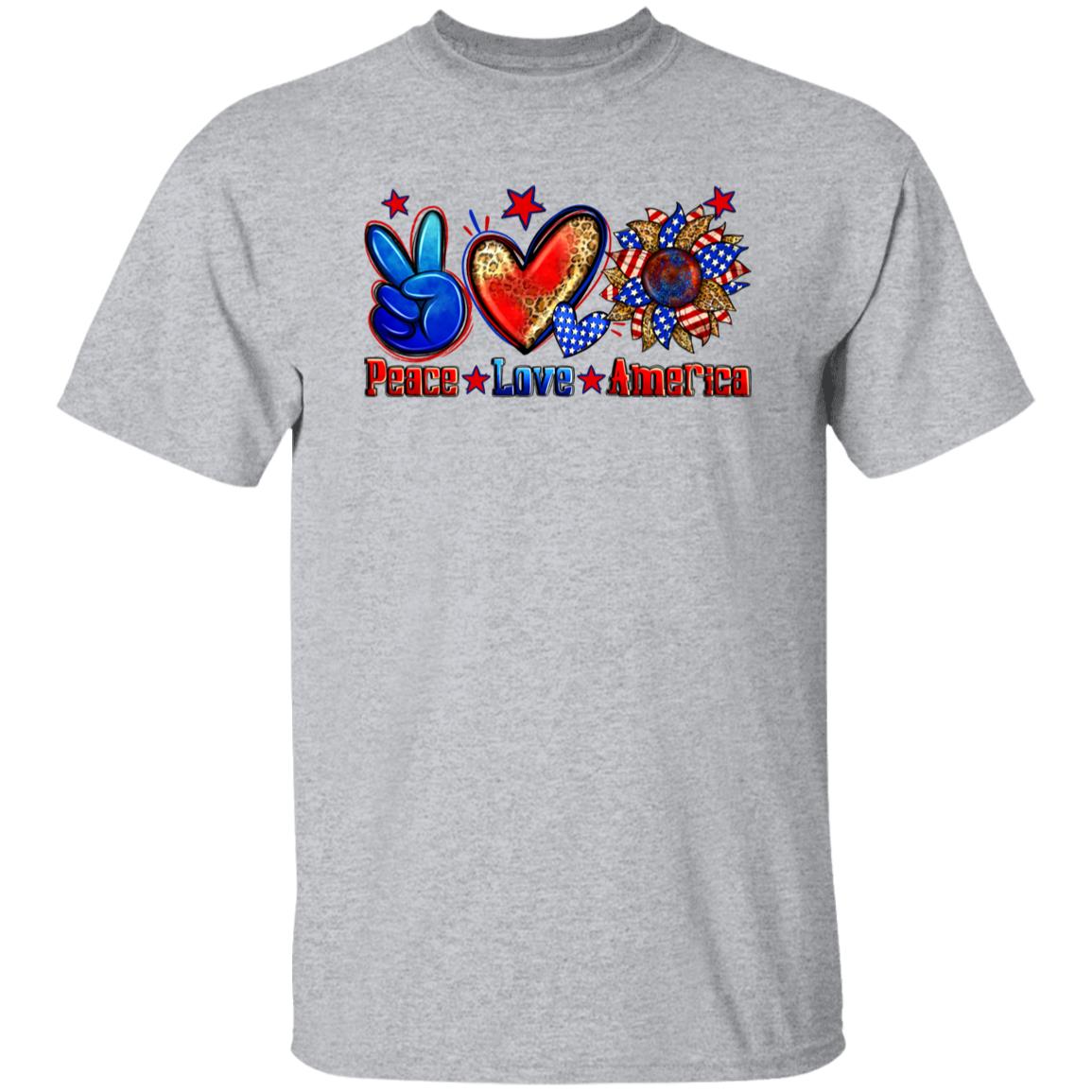 Peace Love America T-shirt gift US patriotic July 4th colorful tee-Family-Gift-Planet