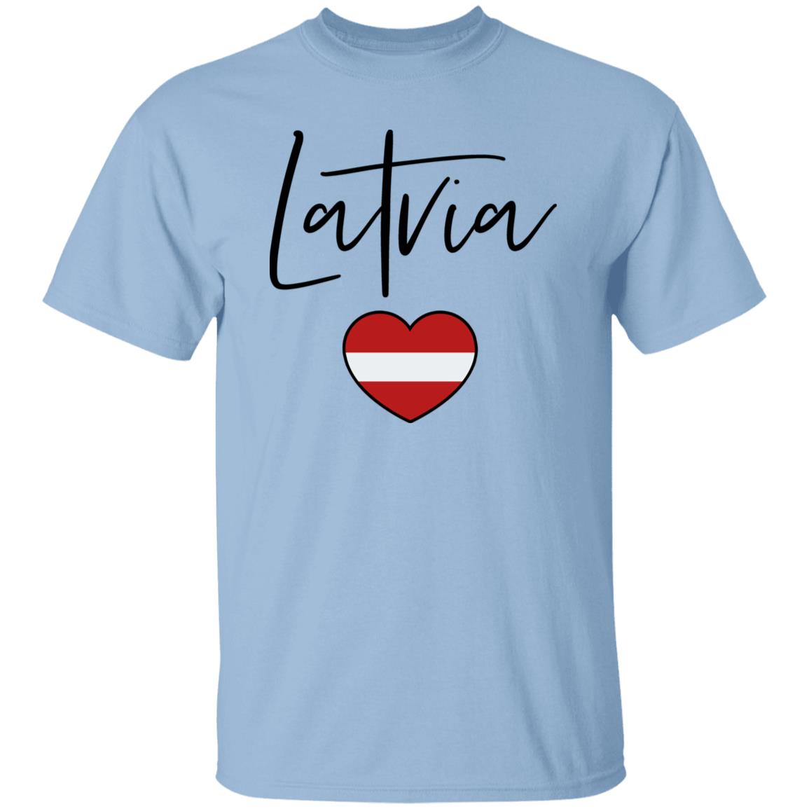 Latvia flag heart Unisex T-shirt Latvia love tee White Sand Blue-Light Blue-Family-Gift-Planet