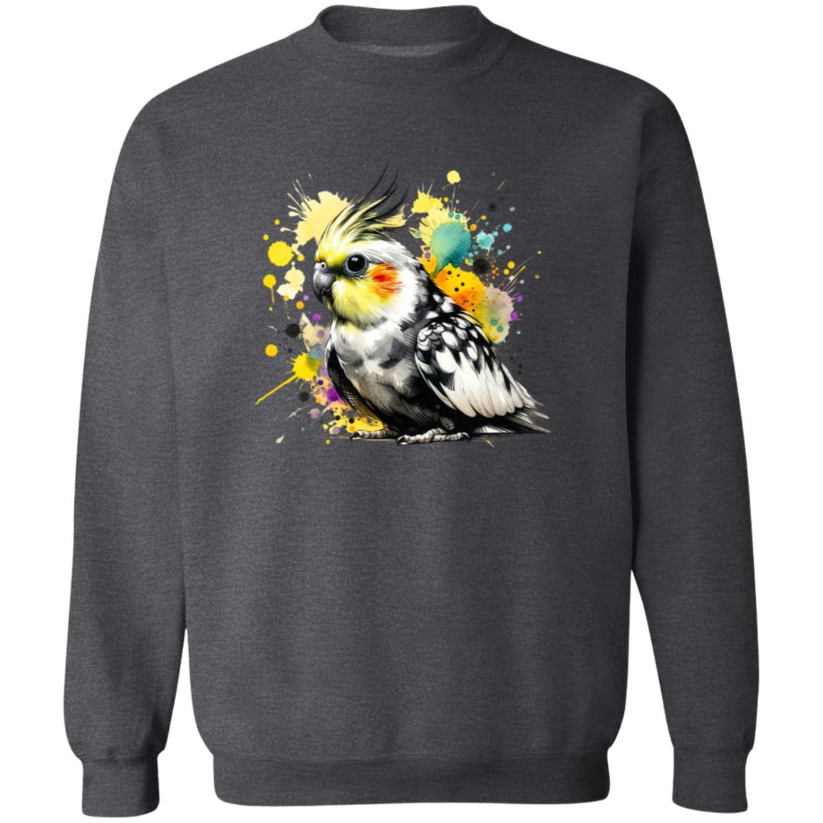 Cockatiel Bird Color Splash Unisex Sweatshirt Black Navy Dark Heather-Family-Gift-Planet