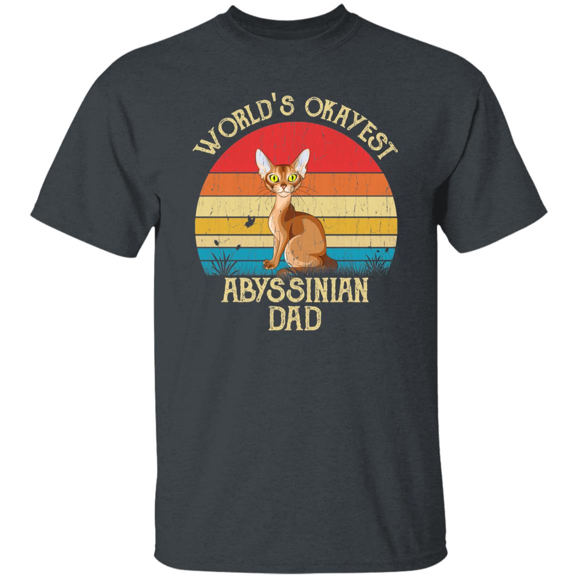 World's Okayest Abyssinian dad Retro Style Unisex T-shirt Black Navy Dark Heather-Dark Heather-Family-Gift-Planet