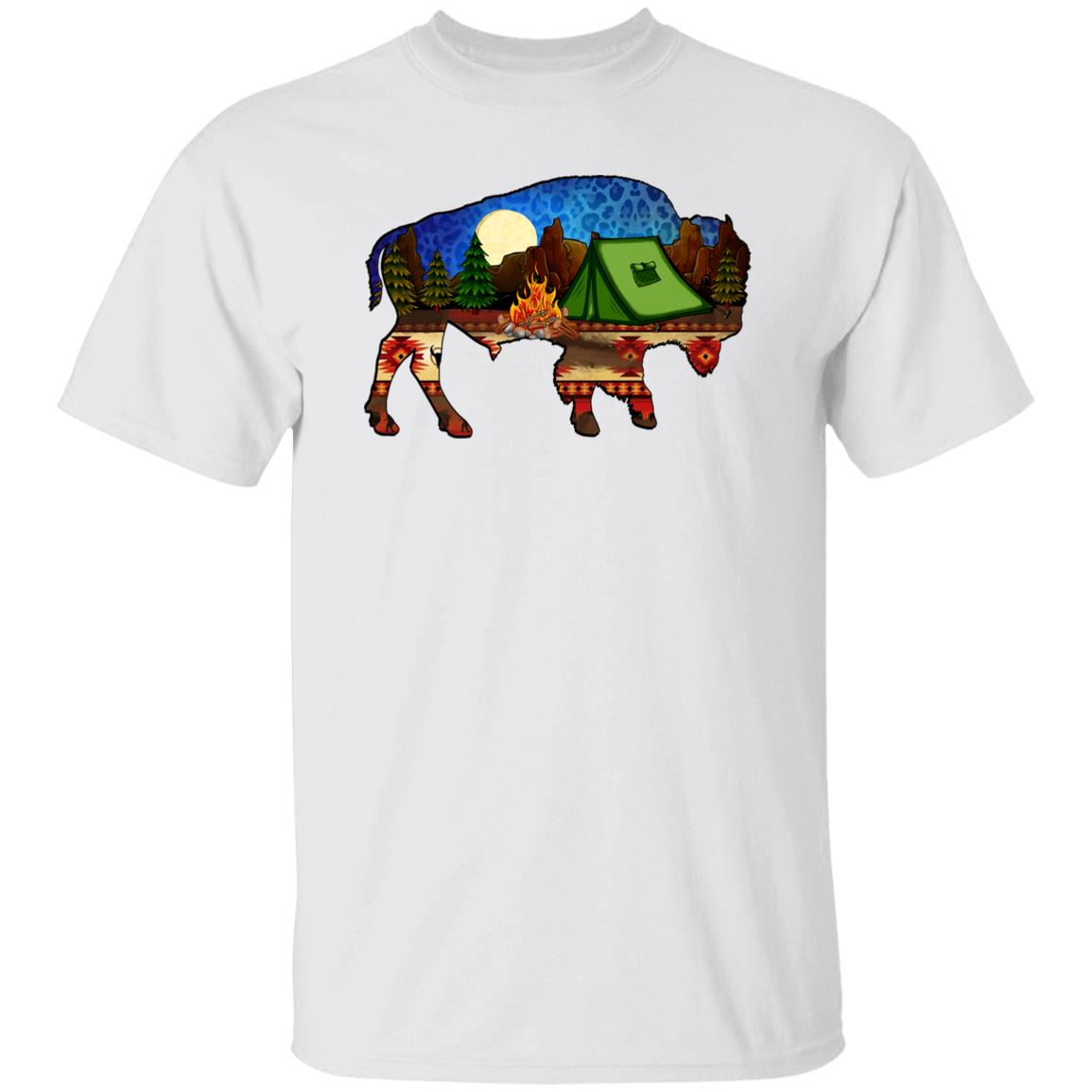 Buffalo tribe camp T-Shirt Buffalo tent bonfire camping Unisex tee White Sand Sport Grey-Family-Gift-Planet