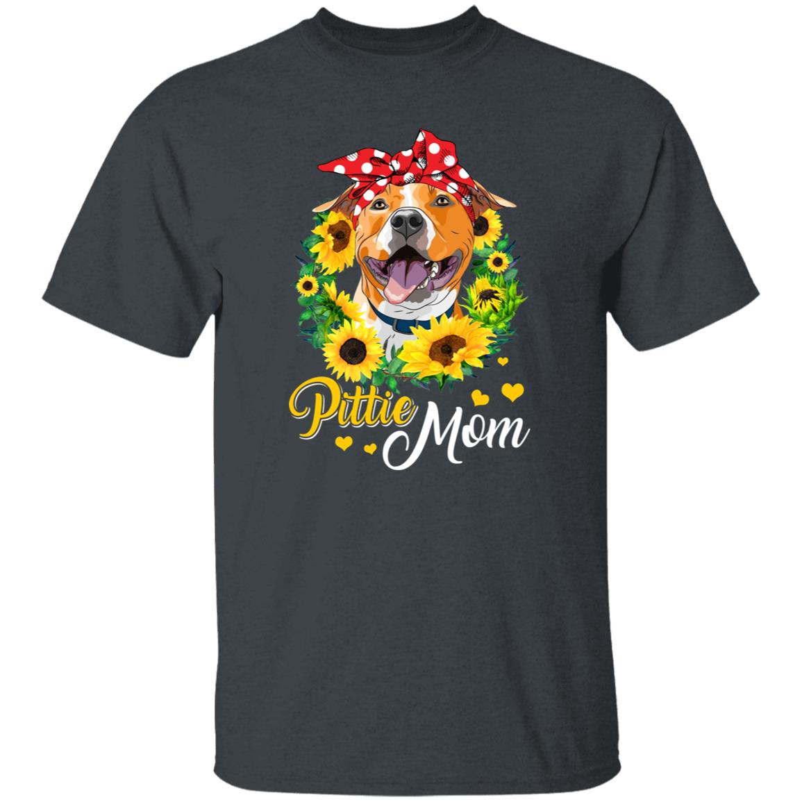 Sunflowers Pittie Mom T-Shirt gift Pitbull Dog mama Unisex tee Black Navy Dark Heather-Family-Gift-Planet