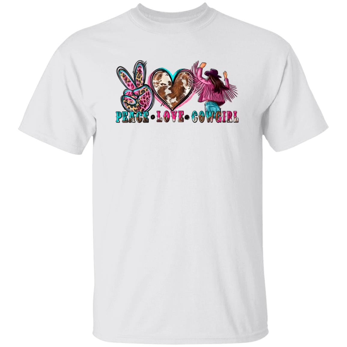 Peace Love Cowgirl T-shirt gift Texas Western cowgirl leopard skin heart tee-Family-Gift-Planet