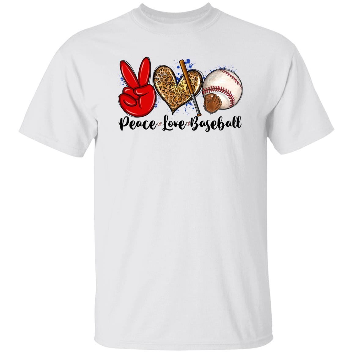 Peace Love Baseball T-shirt gift Baseball player mama leopard heart tee-Family-Gift-Planet