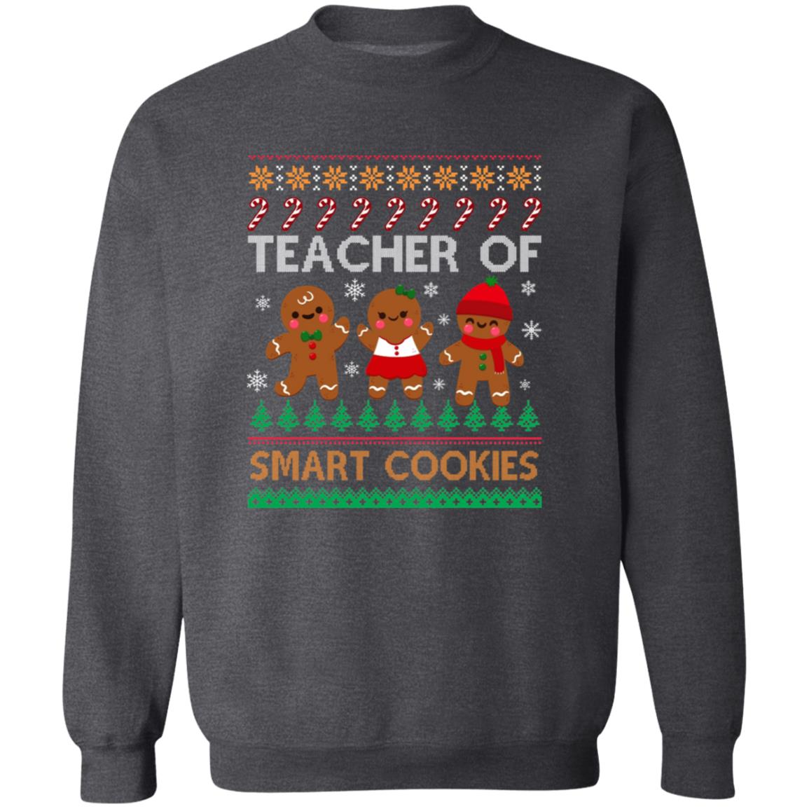 Teacher of smart cookies Christmas Unisex Sweatshirt Ugly sweater Black Dark Heather-Family-Gift-Planet