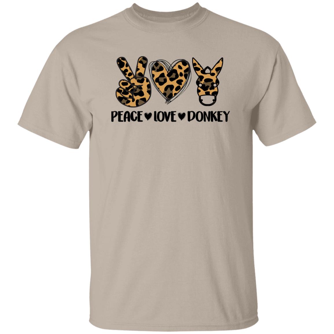 Peace Love Donkey T-Shirt Leopard skin Donkey lover Farmer Unisex Tee Sand White Sport Grey-Family-Gift-Planet