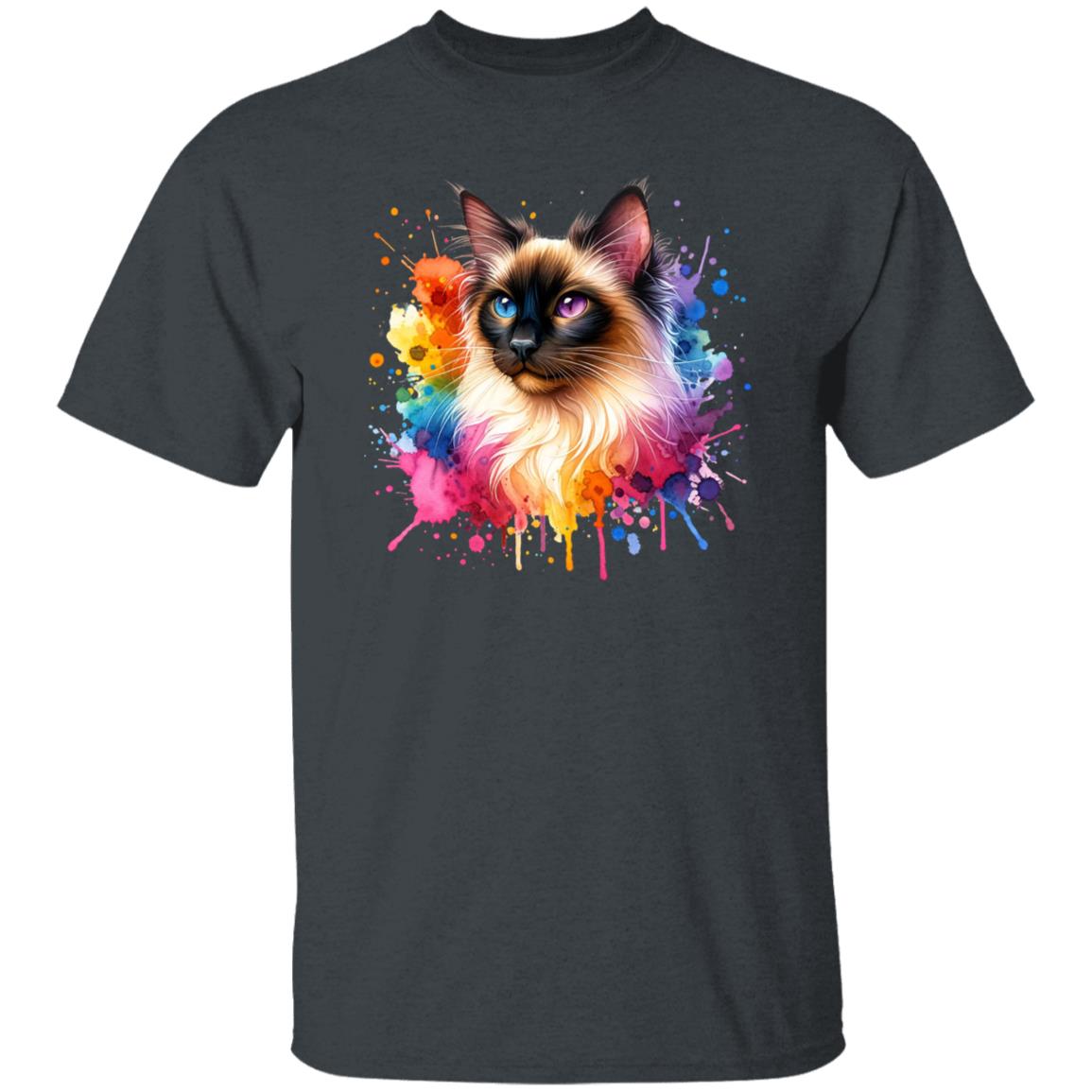 Balinese Cat Color Splash Unisex T-Shirt Black Navy Dark Heather-Family-Gift-Planet