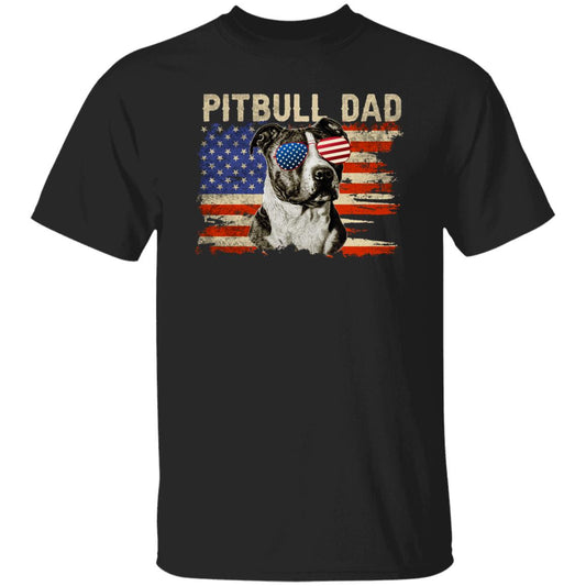 Pitbull Dad American flag T-Shirt gift US flag Pitbull owner Unisex tee Black Navy Dark Heather-Black-Family-Gift-Planet